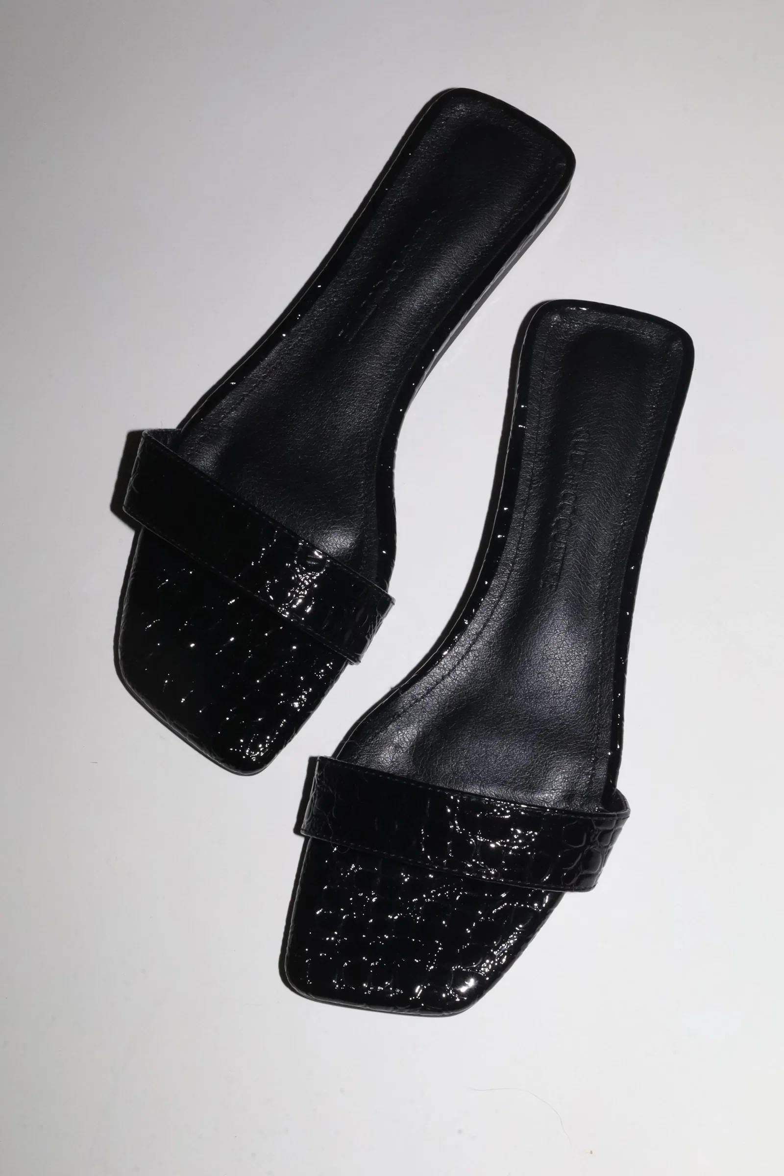 Image of Elle Black Croc Flat Slide