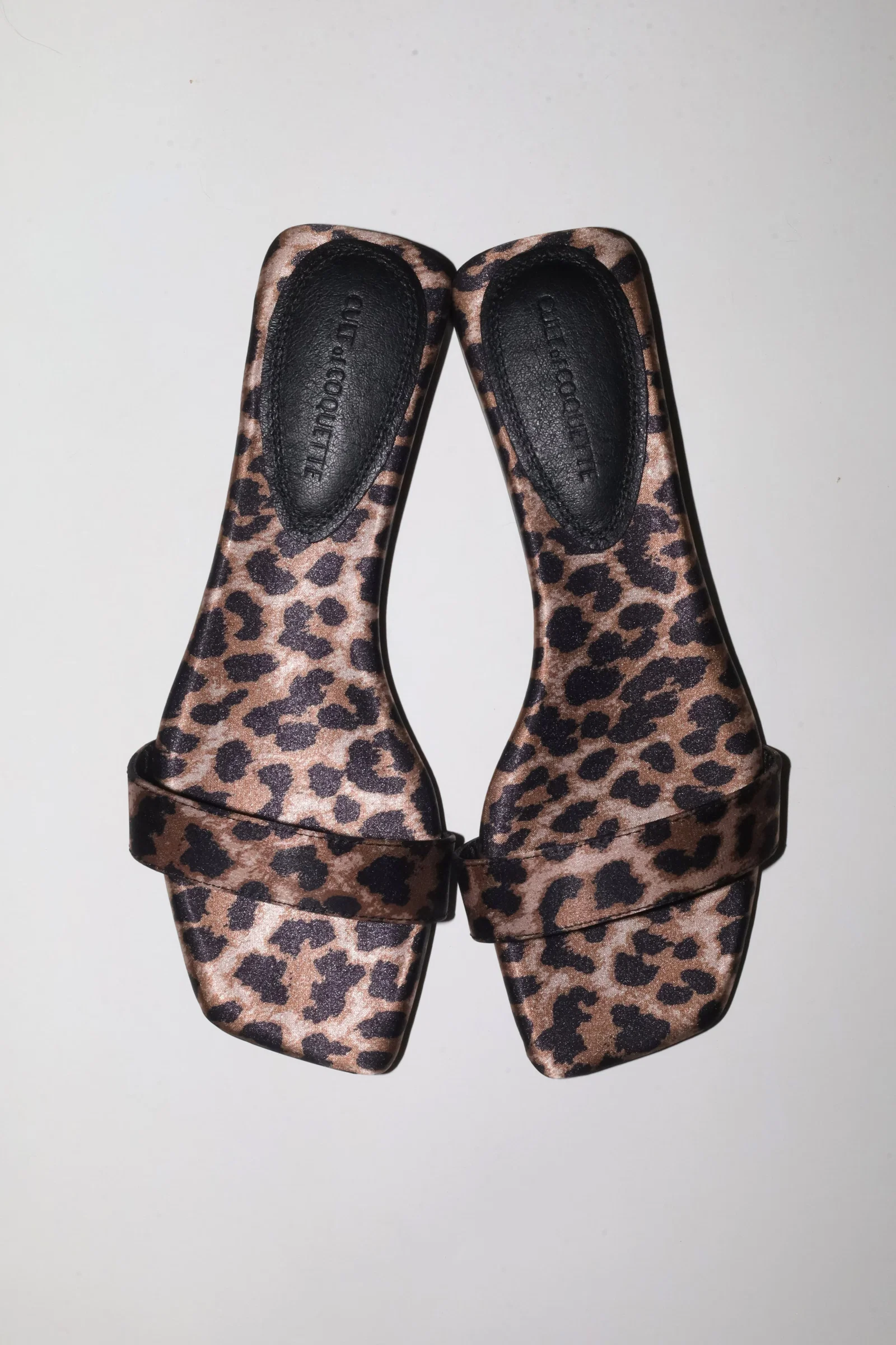 Image of Elle Leopard Satin Flat Slide