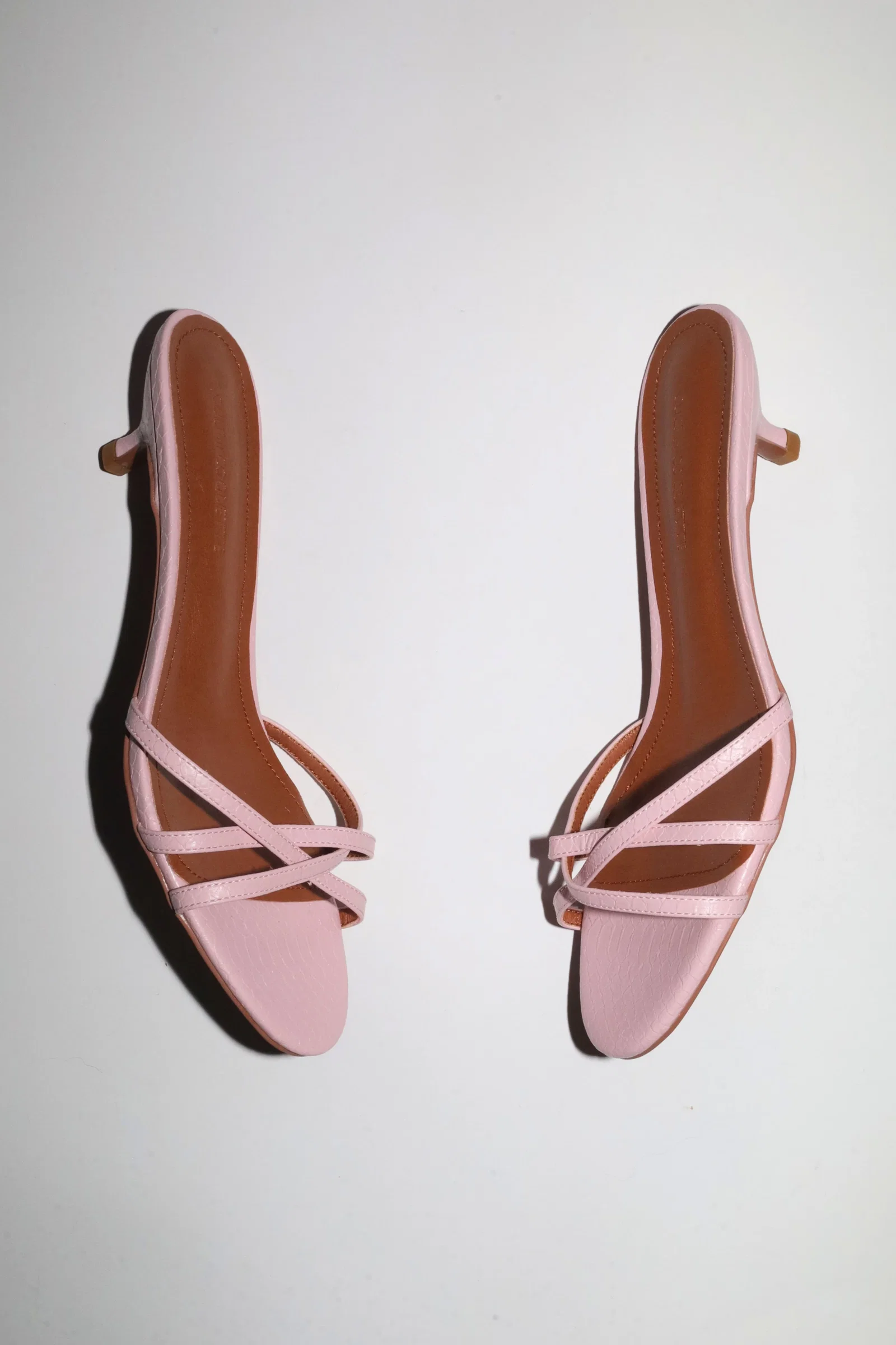 Image of Romy Pink Reptile Strappy Kitten Mules 40 mm