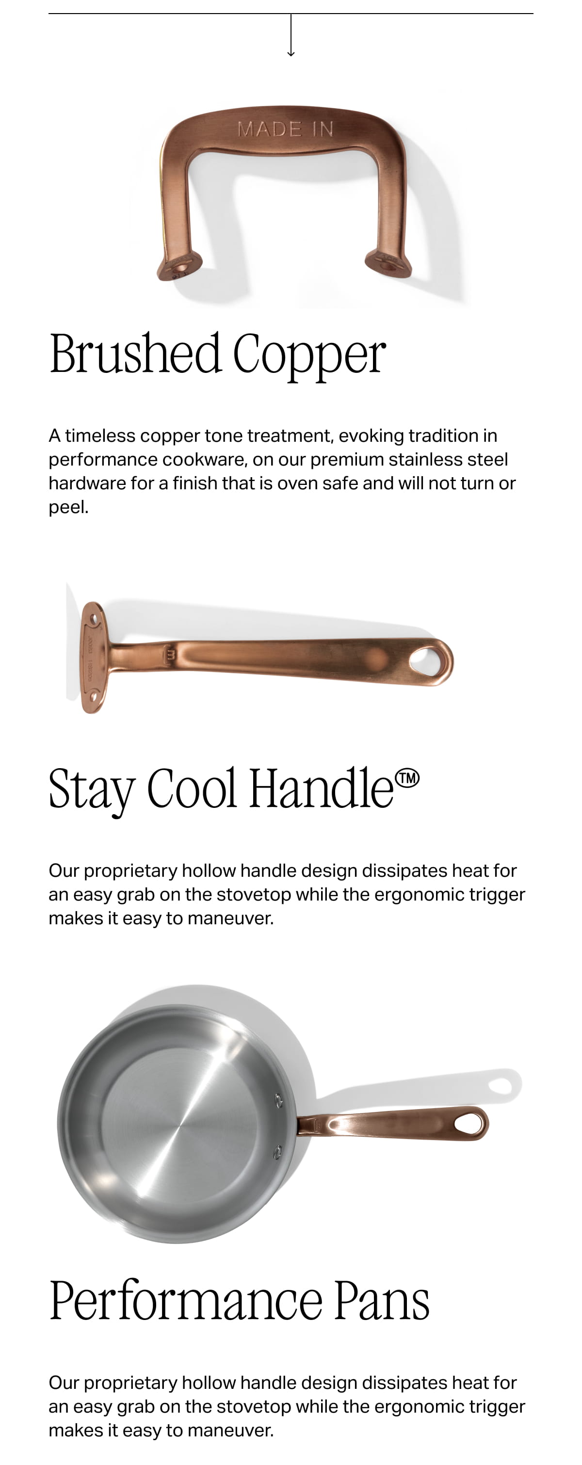 Brushed Copper, Stay Cool Handle, Performance Pans