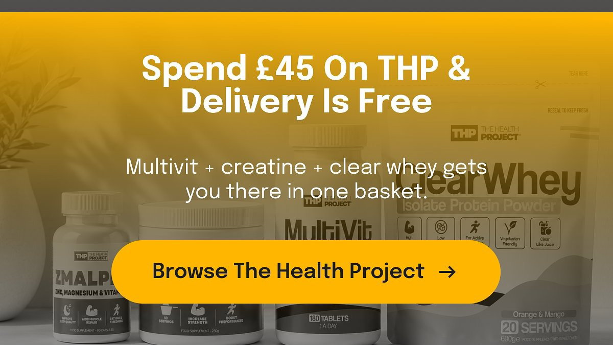 Spend £45 On THP & Delivery Is Free Multivit + creatine + clear whey gets you there in one basket. Browse The Health Project
