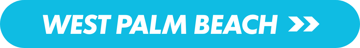 Bright blue rounded button graphic featuring the text “WEST PALM BEACH” in bold white letters. Two white chevron arrows point to the right, suggesting navigation or forward movement. The design is simple and modern, suitable for web interfaces, travel sites, or promotional materials. High contrast colors enhance readability and visual impact.