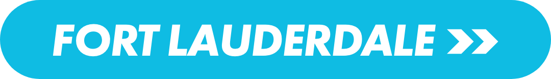 Rectangular blue button graphic features the text "FORT LAUDERDALE" in bold white capital letters. Two white chevron arrows point to the right, suggesting navigation or forward movement. The design uses a bright cyan-blue background with rounded corners for a modern, web-style appearance. This asset is suitable for travel, tourism, or user interface navigation elements related to Fort Lauderdale.