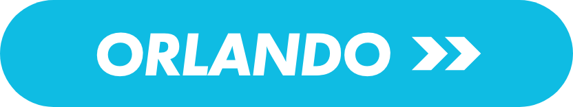 A bright blue rounded button features the word "ORLANDO" in bold white capital letters. Two white chevron arrows point to the right, suggesting direction or navigation. The simple graphic design evokes travel, tourism, or a call-to-action for Orlando-related content. The clean layout and high contrast make the text and arrows easily readable.