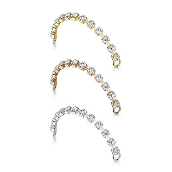 Connector Chain Set Jewels Nose Ring Stainless Steel CZ Nose stud Box Chain Piercing Jewelry | Luxe Modz