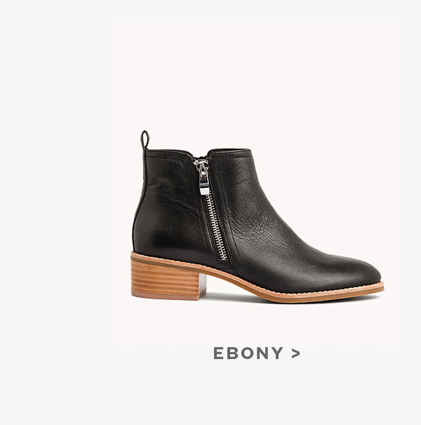 Ebony Leather Ankle Boot