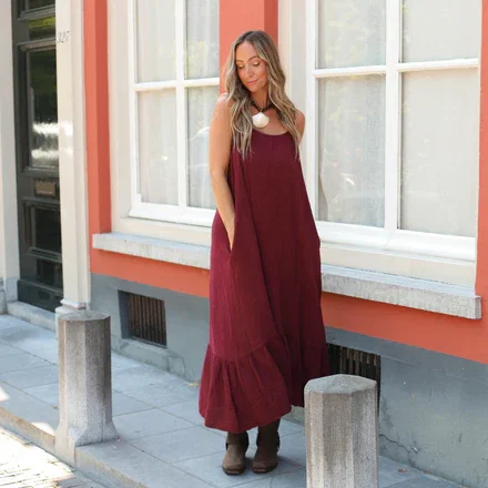 Mousseline jurk burgundy