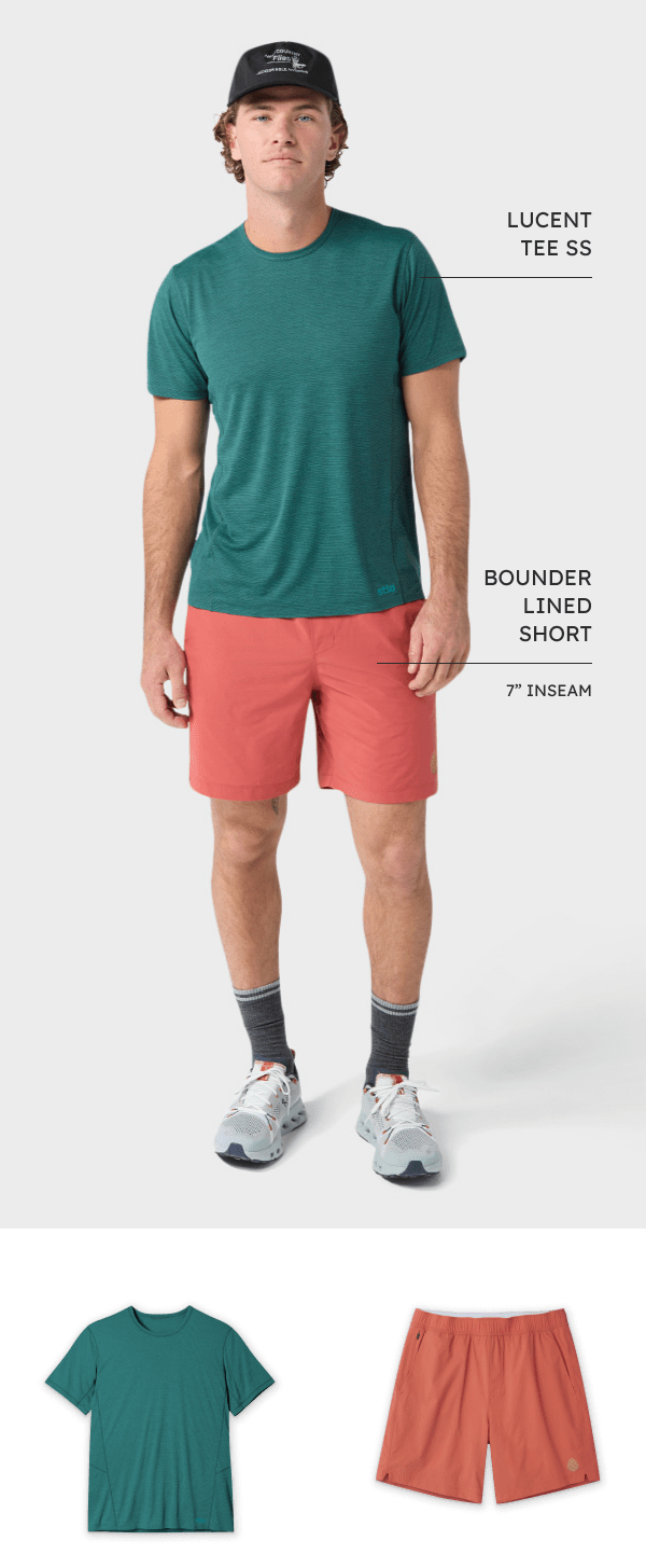 Men's Lucent Tee SS and Men's Bounder Lined Short