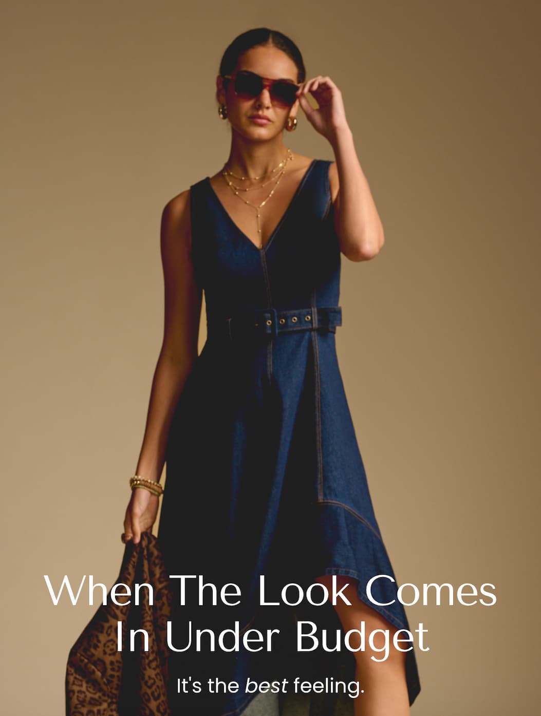 Denim Hitch Hem Everyday Midi Dress In Navy