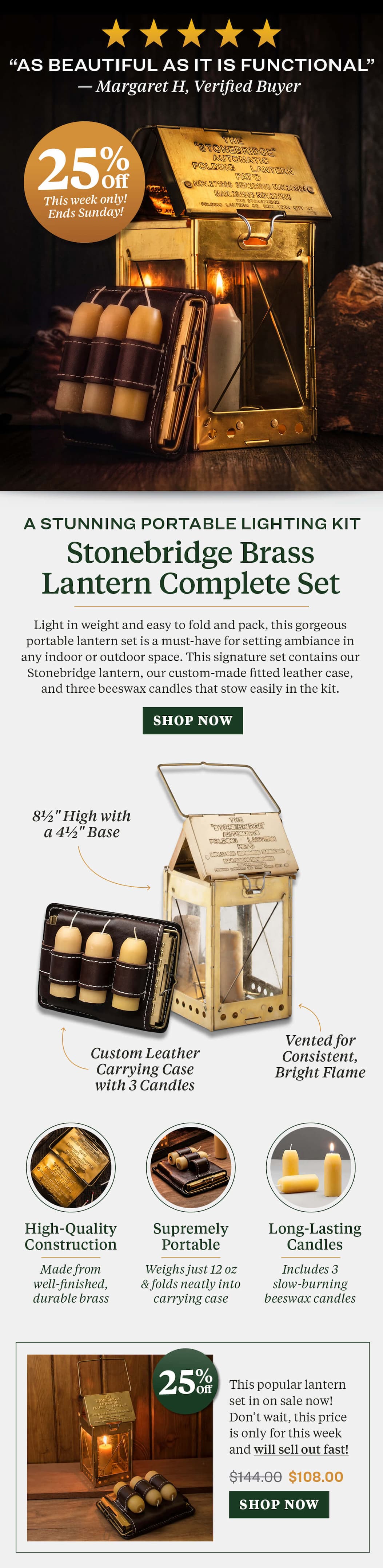 Stonebridge Brass Lantern Complete Set