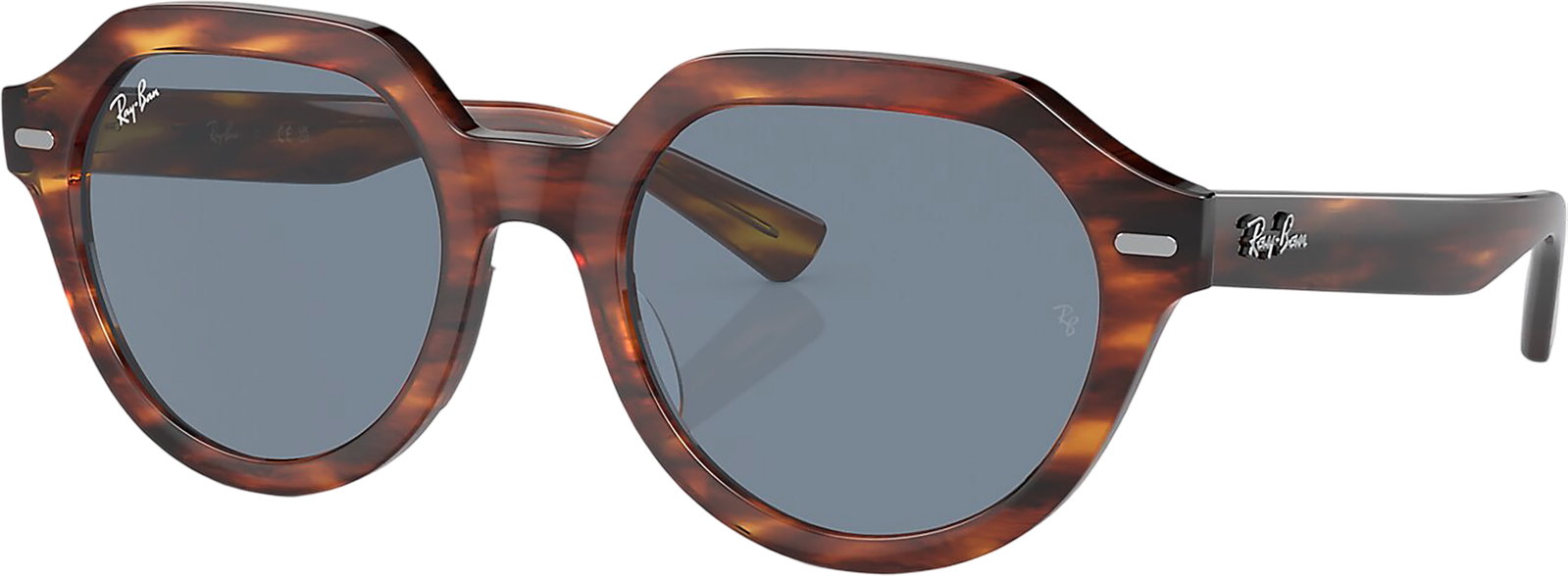 Ray-Ban,  RB4399 Gina Sunglasses - Polished Striped Havana - Blue Lens - Unisex 