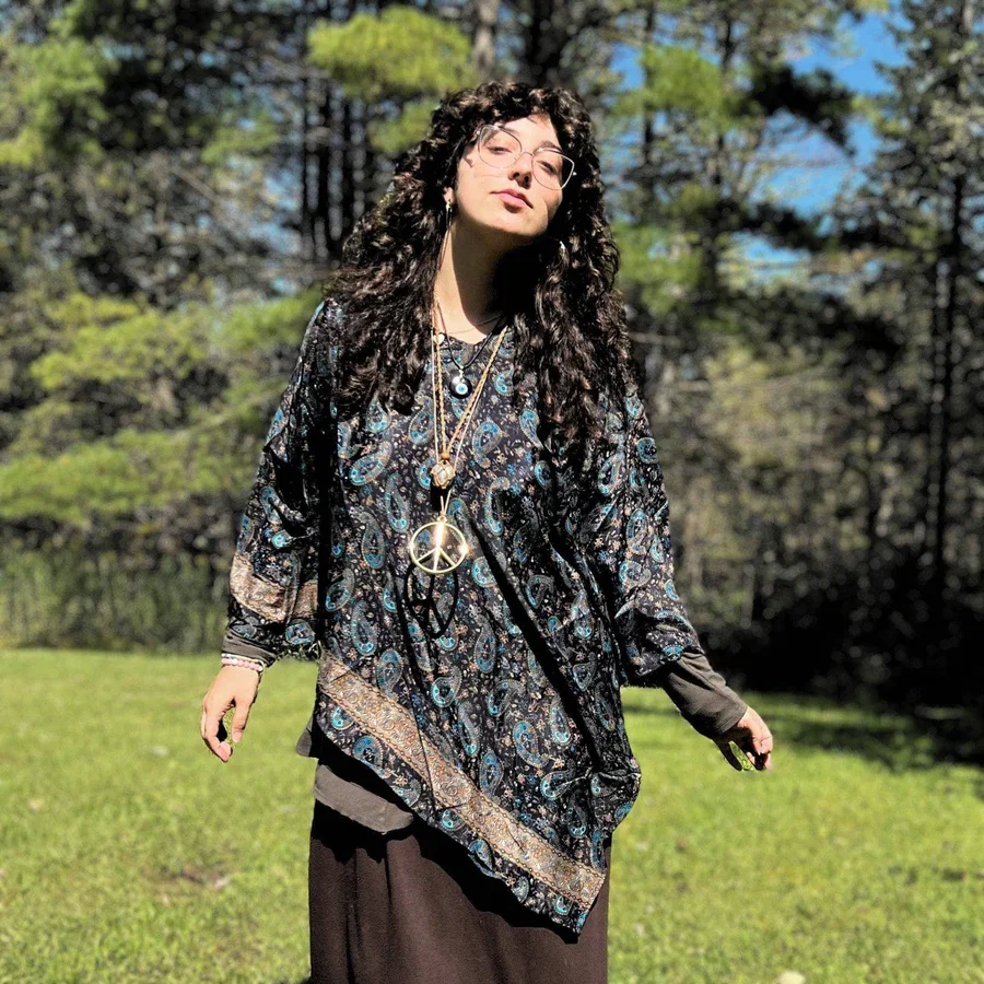 AJA Recycled Sari Hooded Poncho