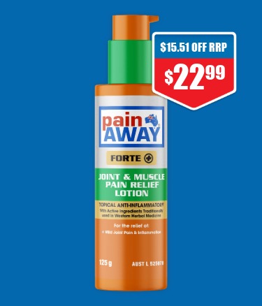 Pain Away Forte+ Joint & Muscle Pain Relief Lotion Pump 125g 40% off RRP at Chemist Warehouse sale ends 22 July 2026