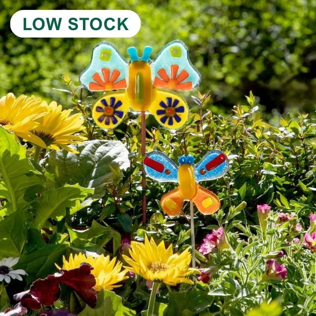 Handmade Glass Garden Stakes - Butterfly