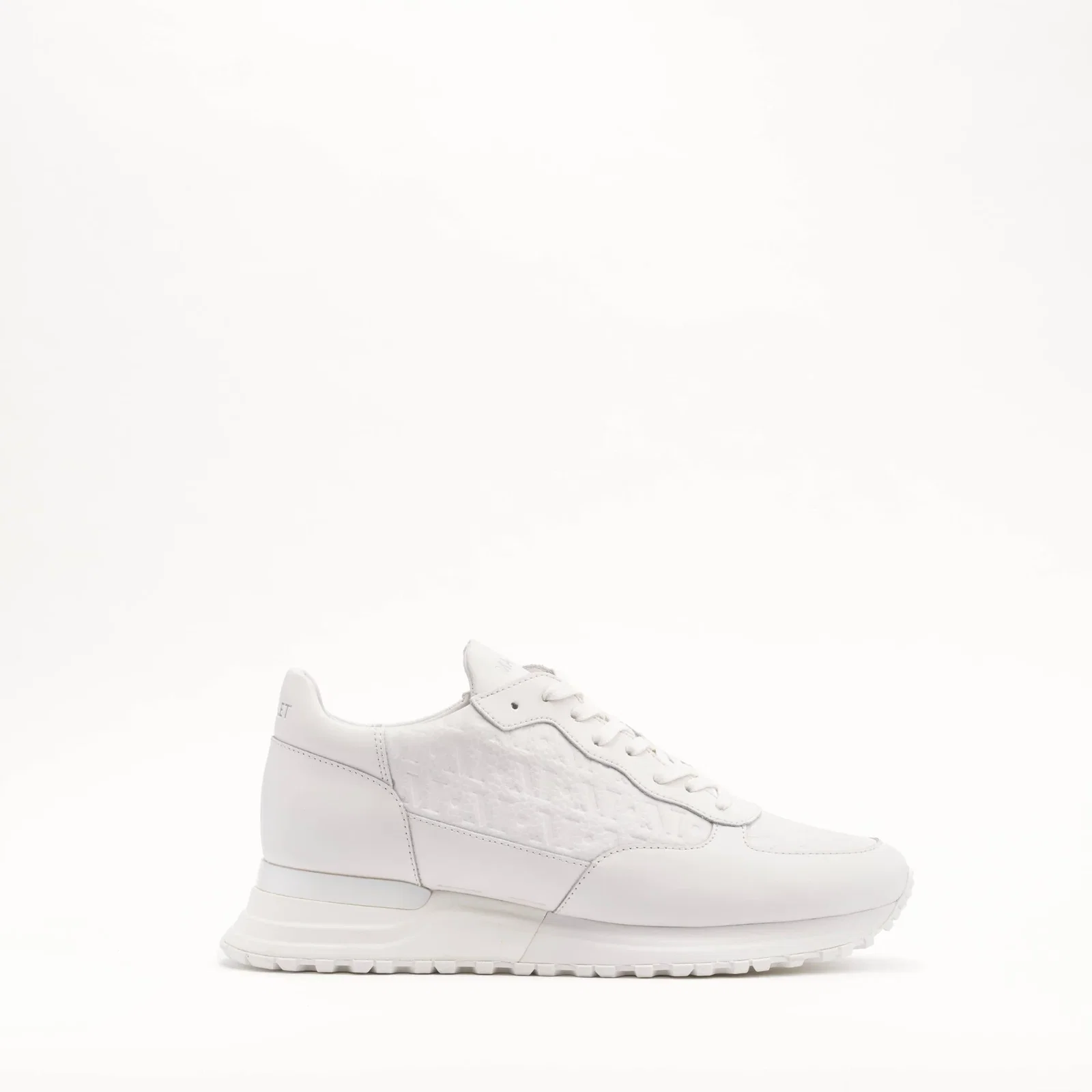 Image of MALLET Popham Men's White Tumbled Leather Monogram Trainers
