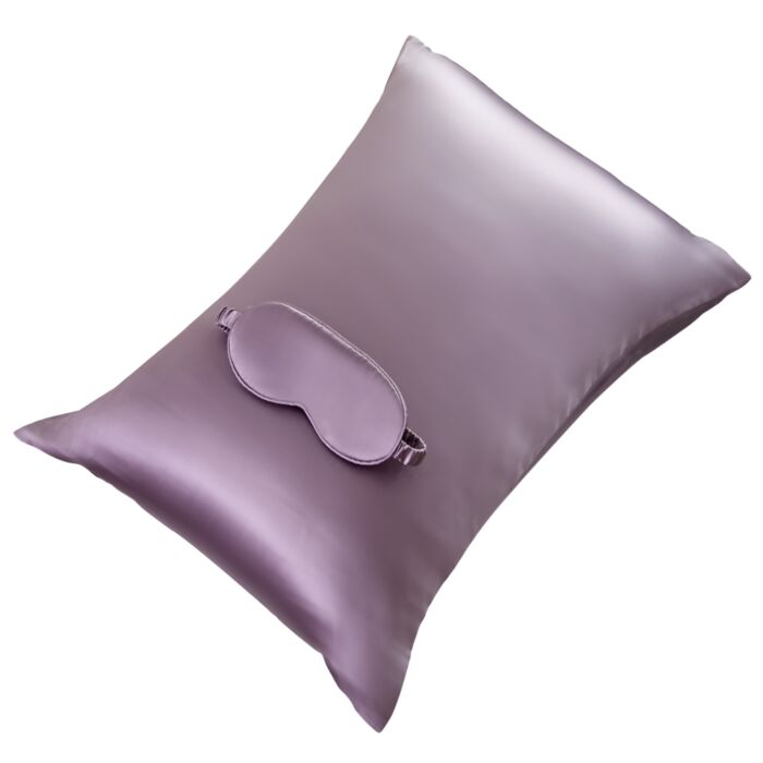 Seidenset Kissenbezug und Augenmaske, 50 x 70 cm , mauve
