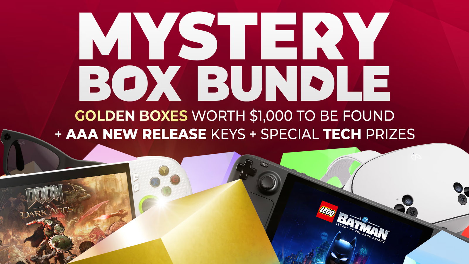Mystery Box Bundle - Golden Boxes worth $1,000* to be found + AAA new release keys + special tech prixes
