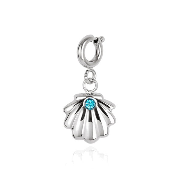 Silver Aqua Shell Charm