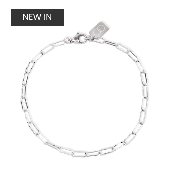 Silver Stainless Steel Paper Clip Charm Bracelet