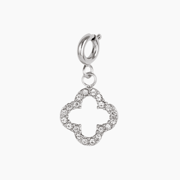 Silver CZ Clover Charm