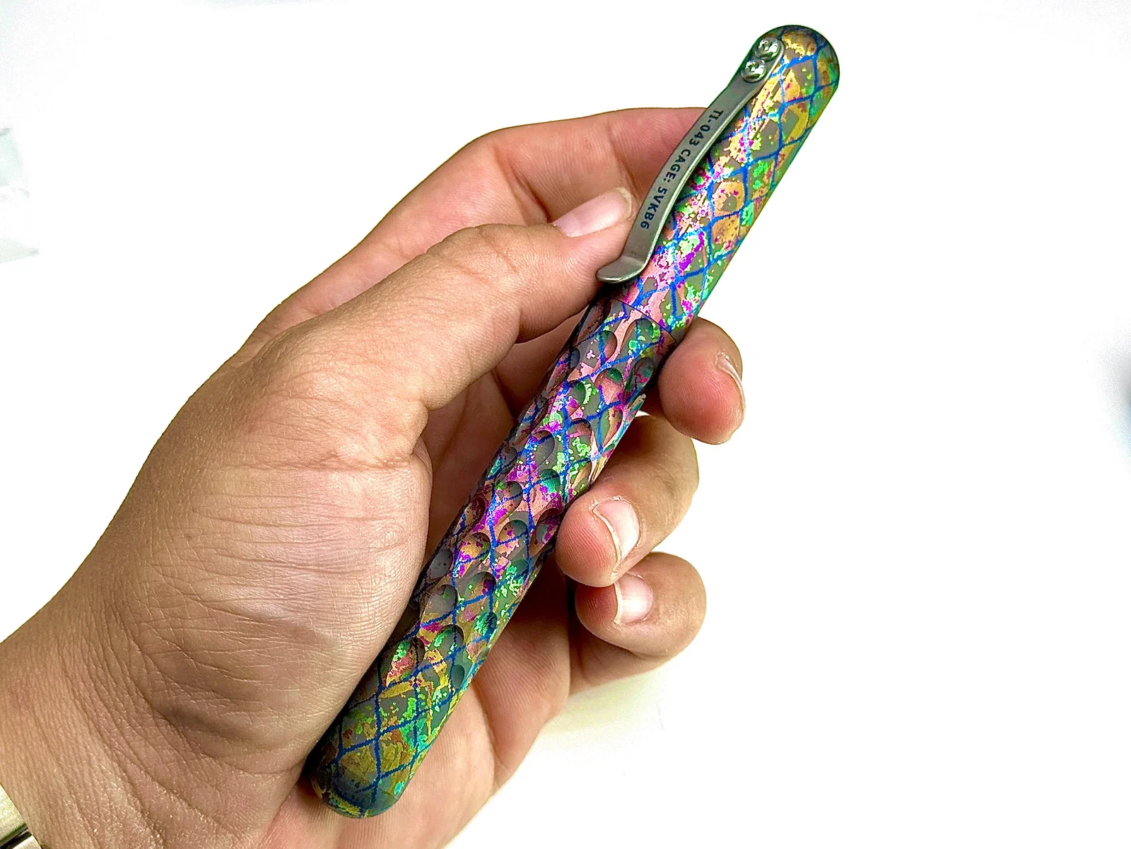 Signator Titanium Permanent Marker Vault by Maratac Chaotic Aurora Pattern