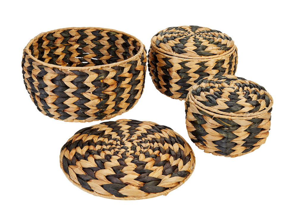 Woven Zebra Pots - with Graphic Woven Designs - Set of 3