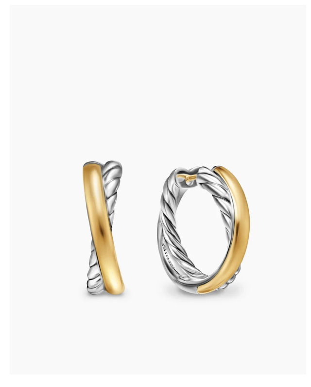 Crossover Hoop EarringsSterling Silver with 14K Yellow Gold, 22.3mm
