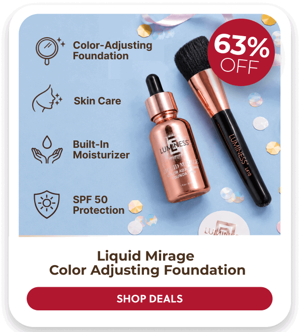 LIQUID MIRAGE COLOR ADJUSTING FOUNDATION: Color-adjusting coverage with SPF primer that keeps up from the first burger to the last firework.