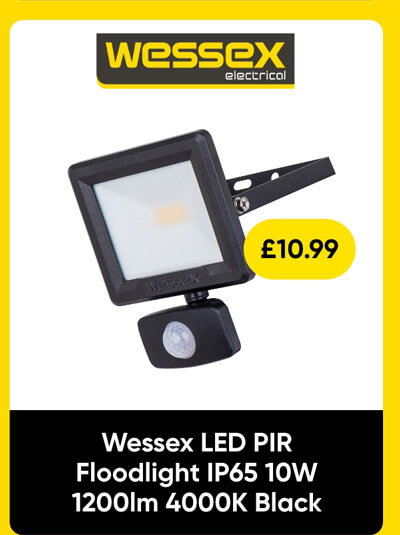 Wessex LED PIR Floodlight IP65 10W 1200lm 4000K Black