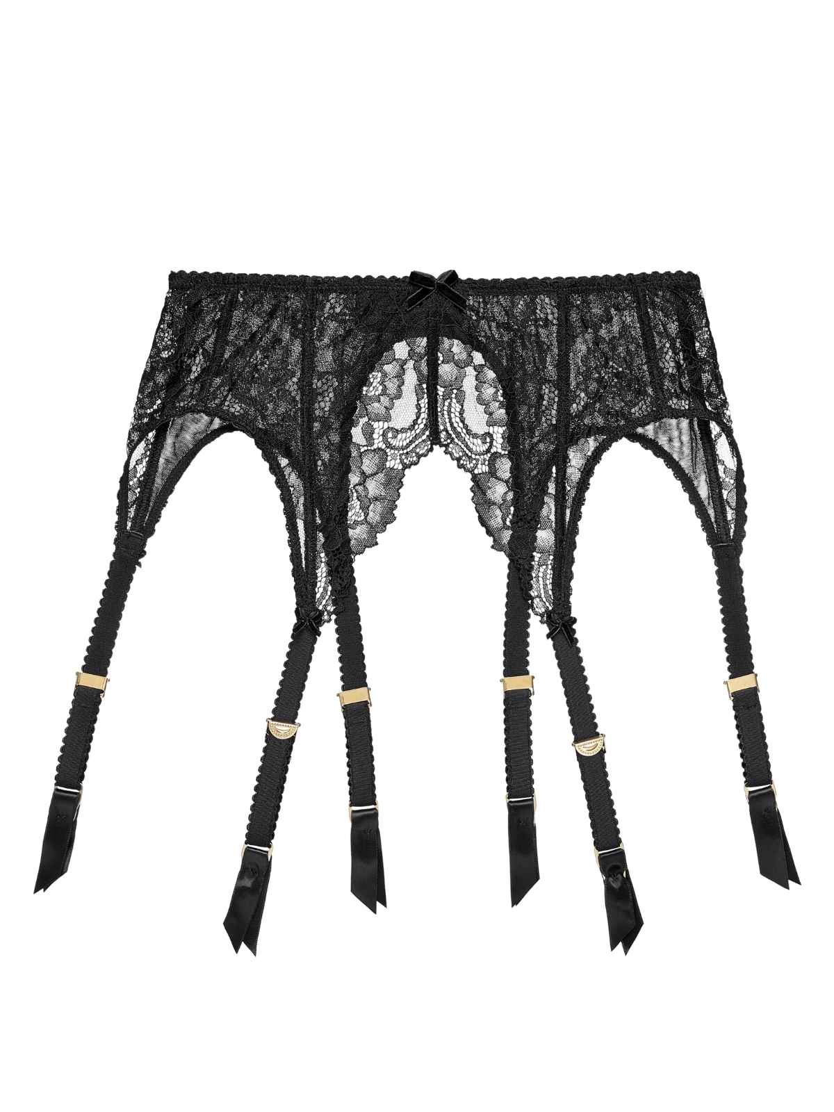 Cora Lace Garter Belt - Black / Large