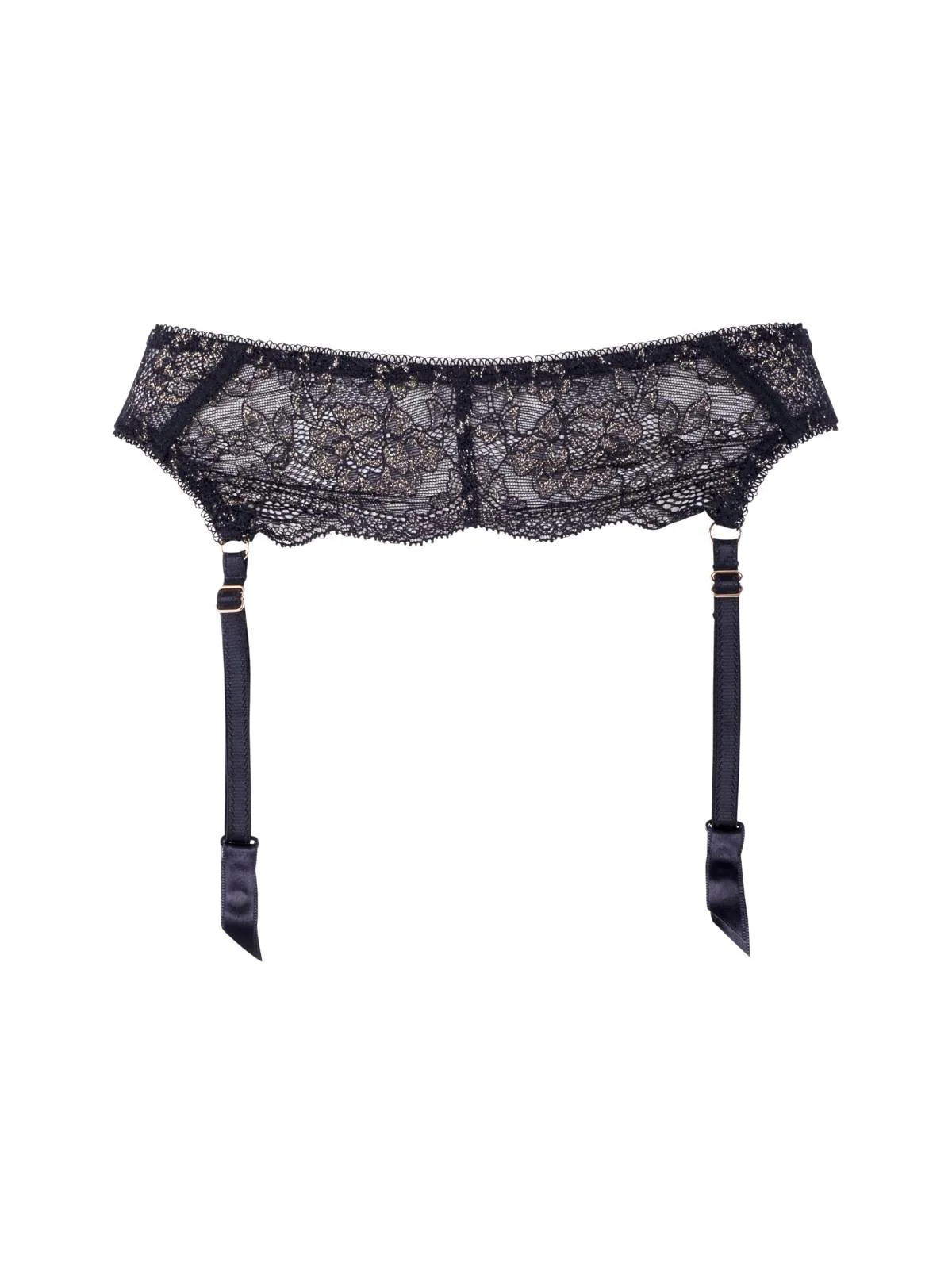 Madison Black and Gold Lace Garter Belt - Large / Classic Black