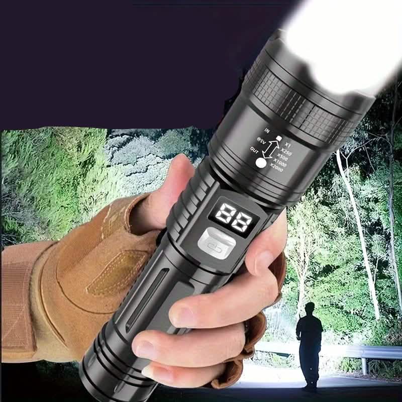 Image of Ultra-Bright Tactical LED Flashlight – 3 Modes, USB Rechargeable, 600 Lumen, Outdoor, Hiking & Camping