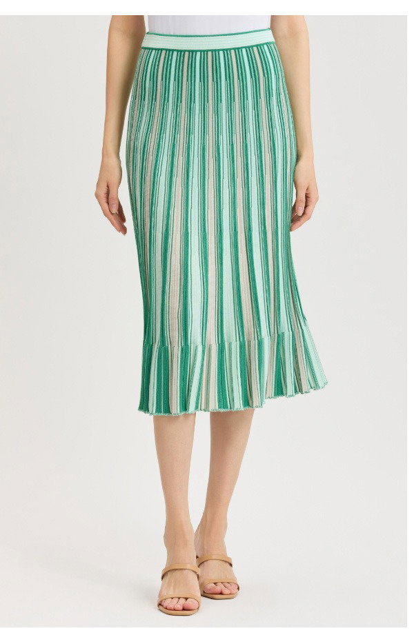 Flared Flounce Soft Knit Midi Skirt