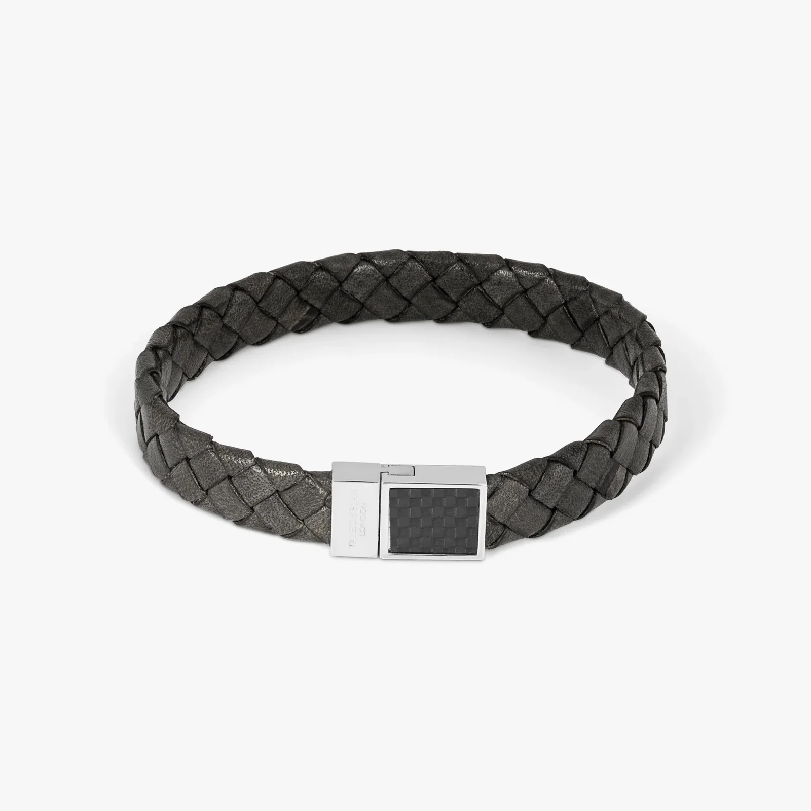 Image of Carbon Woven Braided Bracelet In Black Stainless Steel