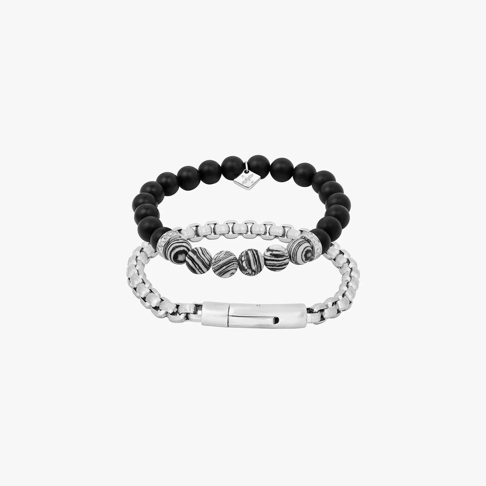 Image of THOMPSON Black Stainless Steel Raya Duo Bracelet