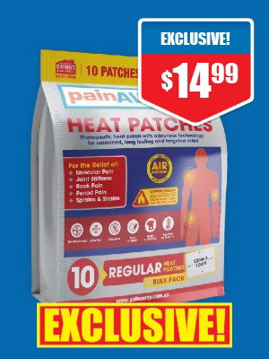 Pain Away Heat Patches Regular 10 Pack Exclusive 40% off RRP at Chemist Warehouse sale ends 22 July 2026