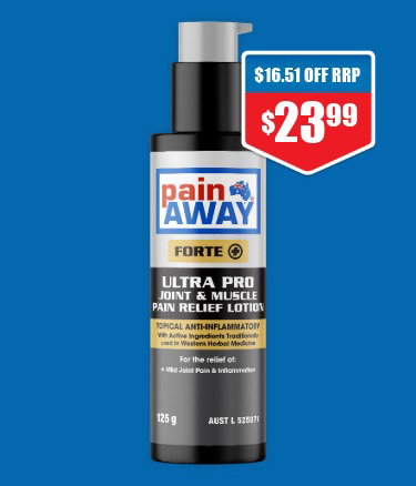 Pain Away Forte+ Ultra Pro Joint & Muscle Pain Relief Lotion Pump 125g 40% off RRP at Chemist Warehouse sale ends 22 July 2026