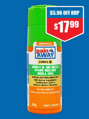 Pain Away Forte+ Joint & Muscle Pain Relief Roll On 35g 40% off RRP at Chemist Warehouse sale ends 22 July 2026
