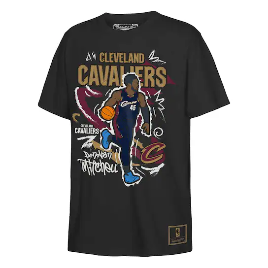 Youth Cleveland Cavaliers Donovan Mitchell Mitchell & Ness Black Chalked Up Player T-Shirt