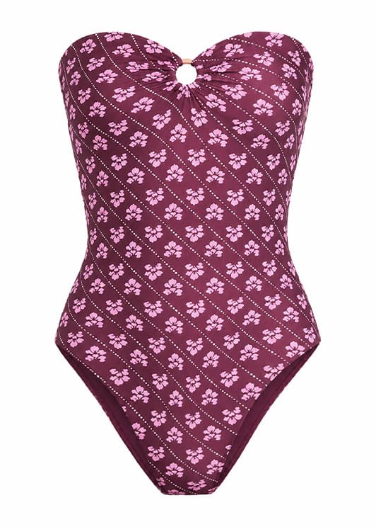 Batik Bloom Bandeau One Piece Swimsuit