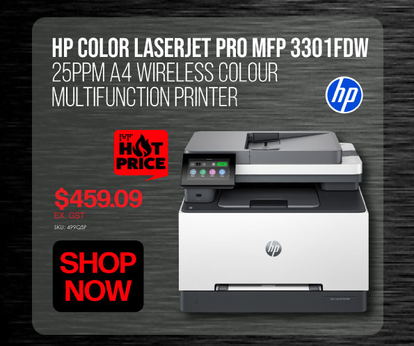 Shop Now HP Color LaserJet Pro MFP 3301fdw A4 Colour Multifunction Printer - $459.09 Ex GST
