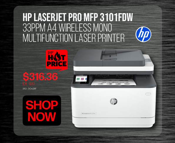 Shop Now HP LaserJet Pro MFP 3101fdw A4 Mono Multifunction Printer - $286.19 Ex GST