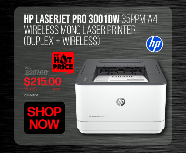 Shop Now HP LaserJet Pro 3001dw A4 Mono Printer - Was $297 Now $215 Ex GST