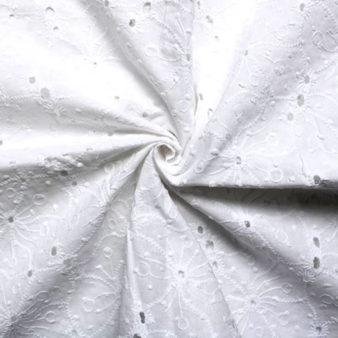 Deadstock Broderie Anglaise Cotton Fabric White