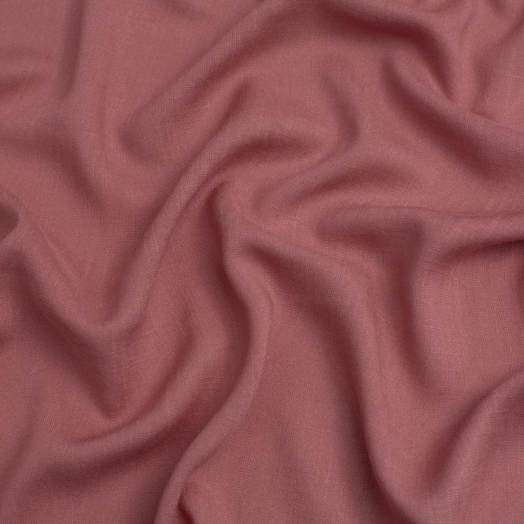 Stretch Woven Slub Linen Look Viscose Fabric Rose Pink
