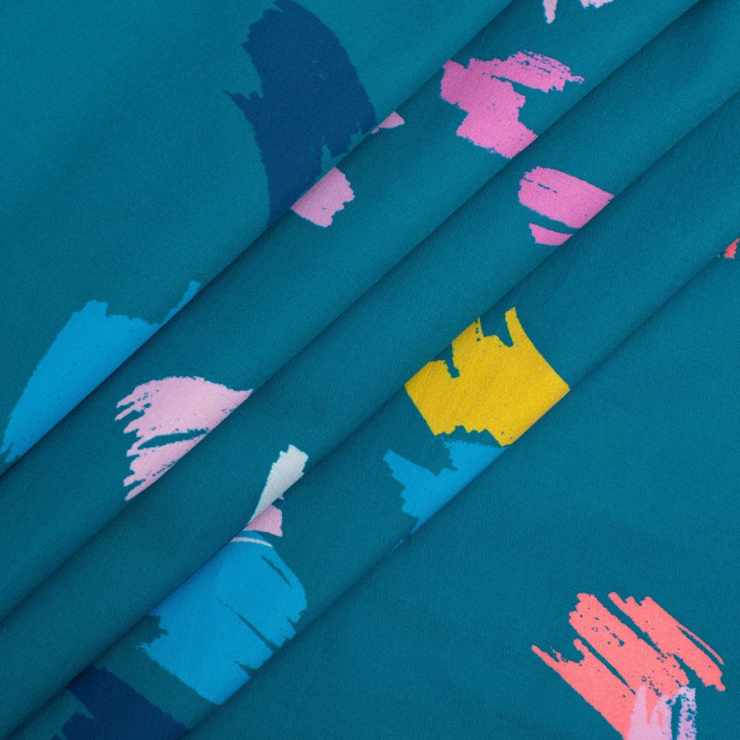 Minerva Exclusive Confetti Cascade Cotton Poplin POD Fabric Teal