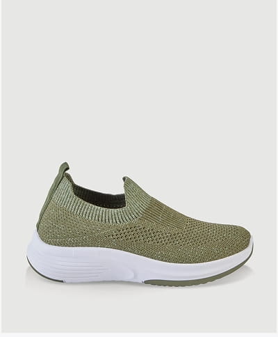 Shop Lurex Textured Knit Slip On Sneakers