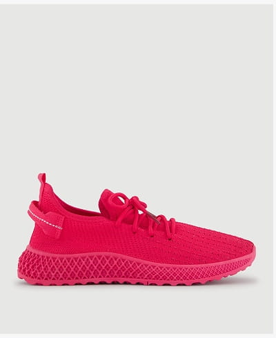 Shop Textured Knit Low Top Lace Up Sneakers