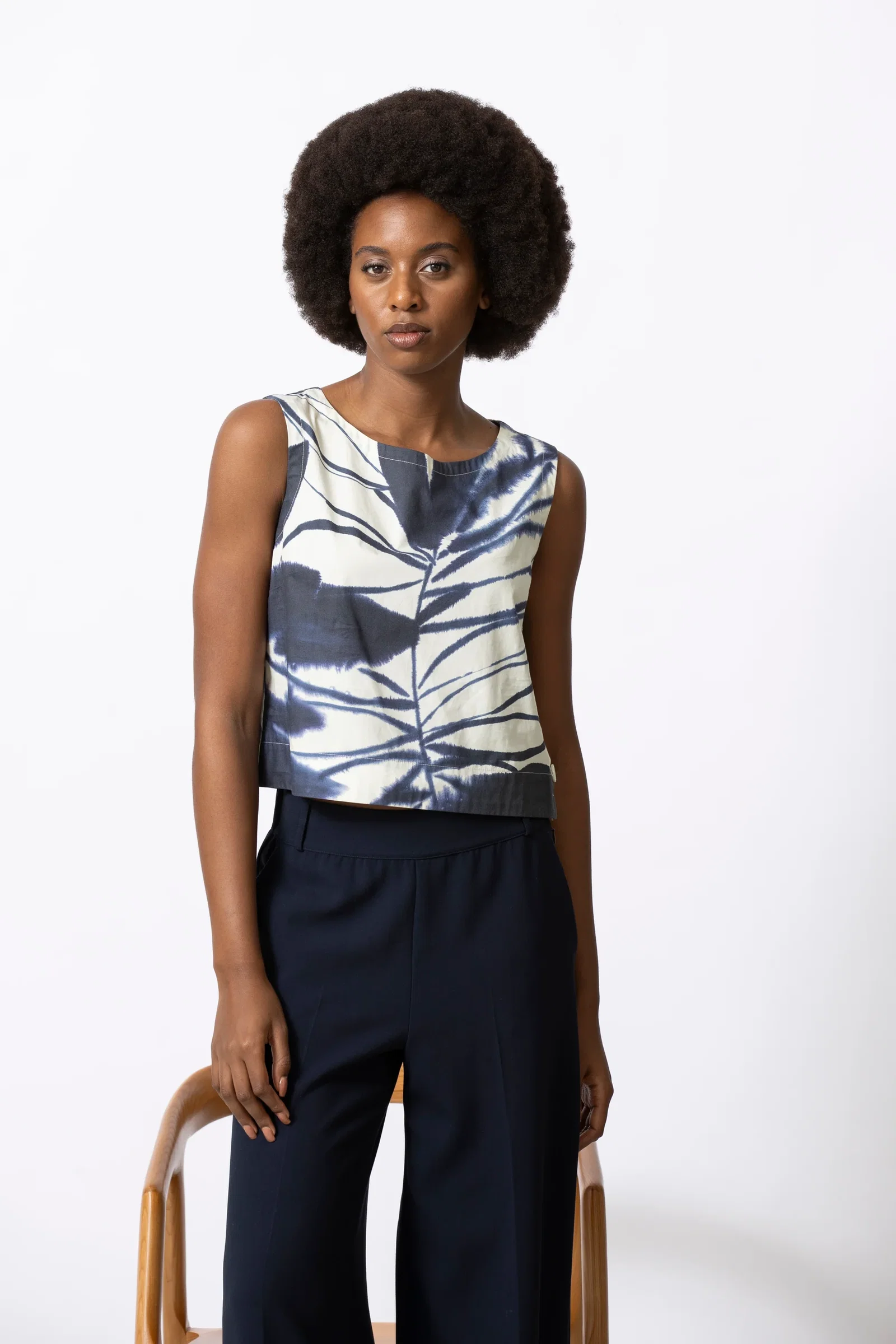 Image of Heko navy print top
