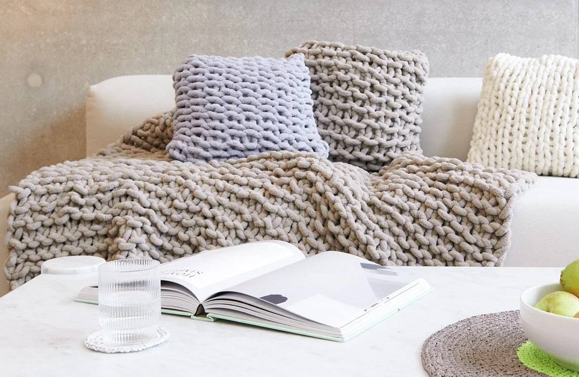 Kissen und Decke aus Chenillove Super Big